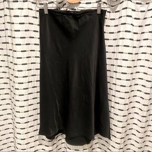 EUC Black Satin Midi Skirt